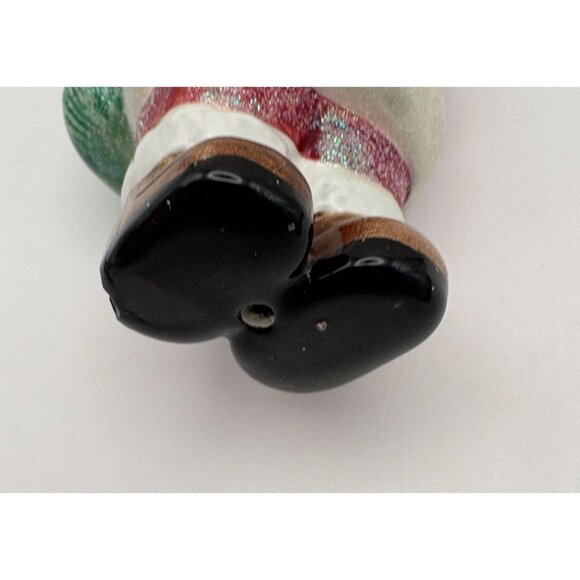 Vintage Santa Claus Christmas Tree Ornament with Glitter Accents Green Toy Sack - Picture 6 of 8